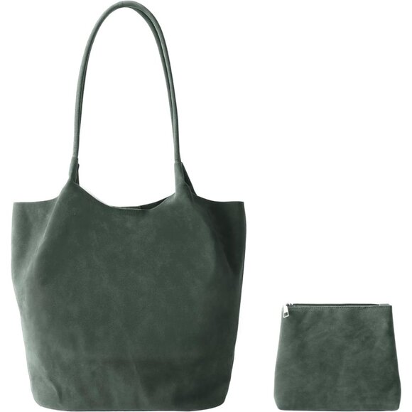 Large Suede Bucket Tote Bag for Women 2025 Fall Slouchy Vegan Leather Shoulder